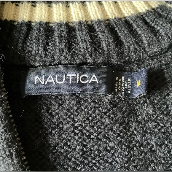 Nautica Navy Zip-Up Sweater with Cream '1999' Patch - Picture 7 of 8